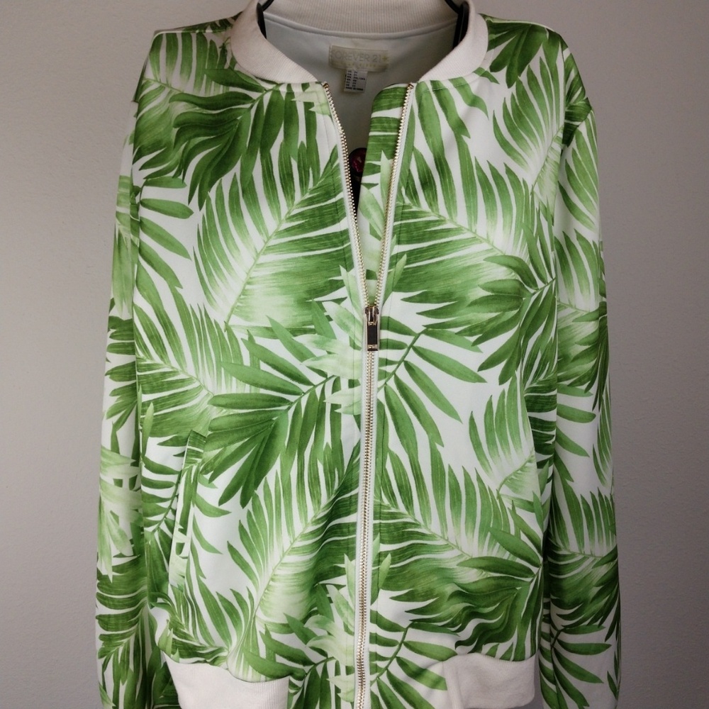 Forever 21 Tropical Bomber sz 2x